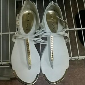 RAMPAGE gold and white sandals